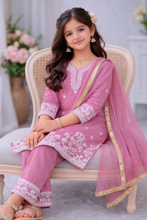 Trending New Ramzan Eid Silk Pink Children clothing manufacturers in Ahmedabad